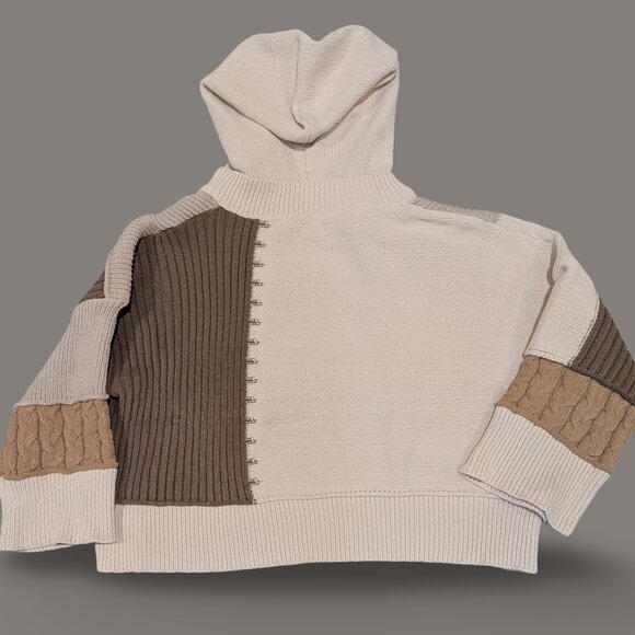 POL Tan Tones Block Knit Hooded Sweater - Small - Picture 11 of 13